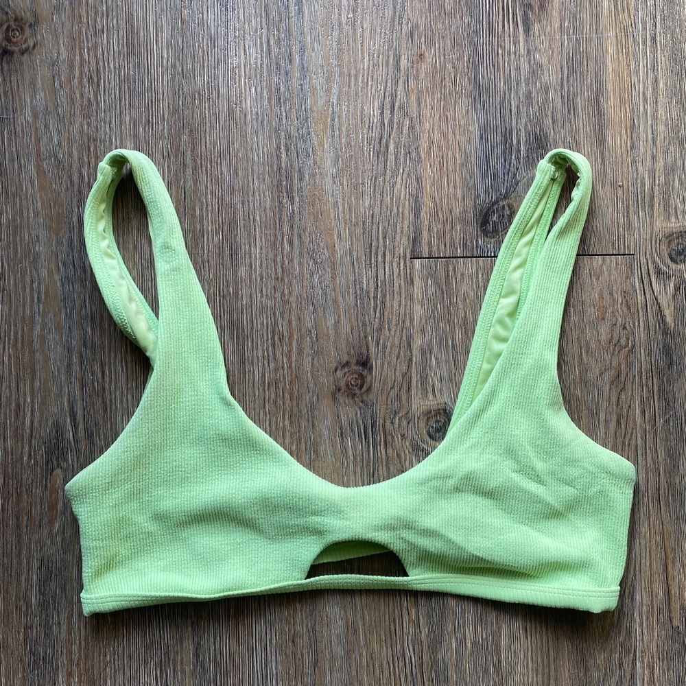 TopShop Neon Ribbed Cut Out Bikini Top Size 10
